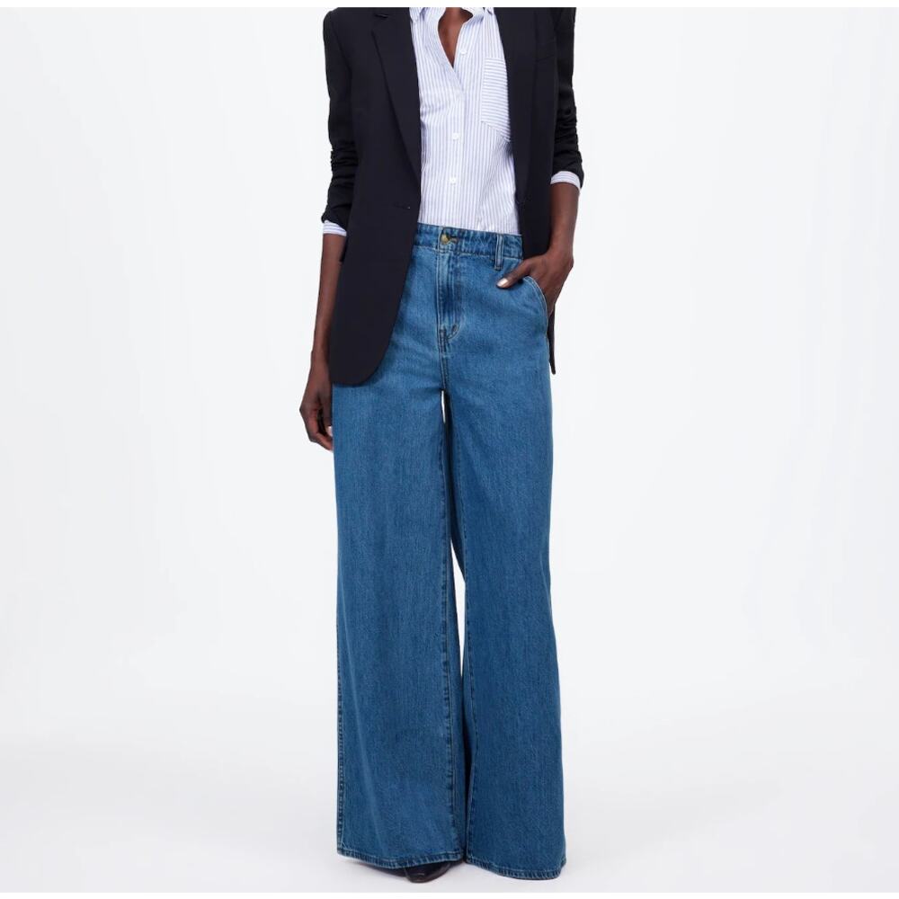 Madewell Wide Sweet Denim Trousers Java Wash Sz 2… - image 1